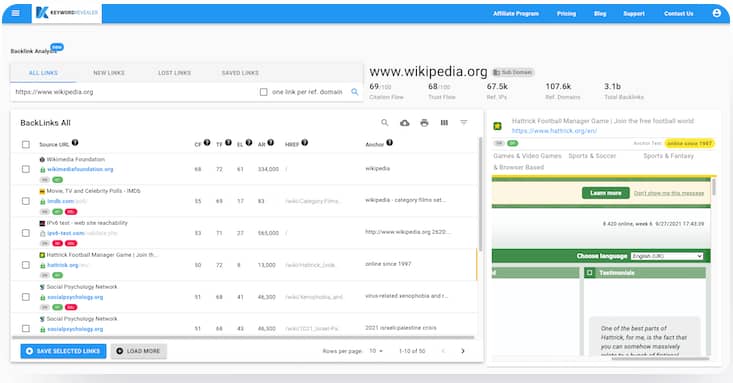 Keyword Revealer - orodje za raziskavo ključnih besed 6 Keyword Revealer Analiza povratnih povezav